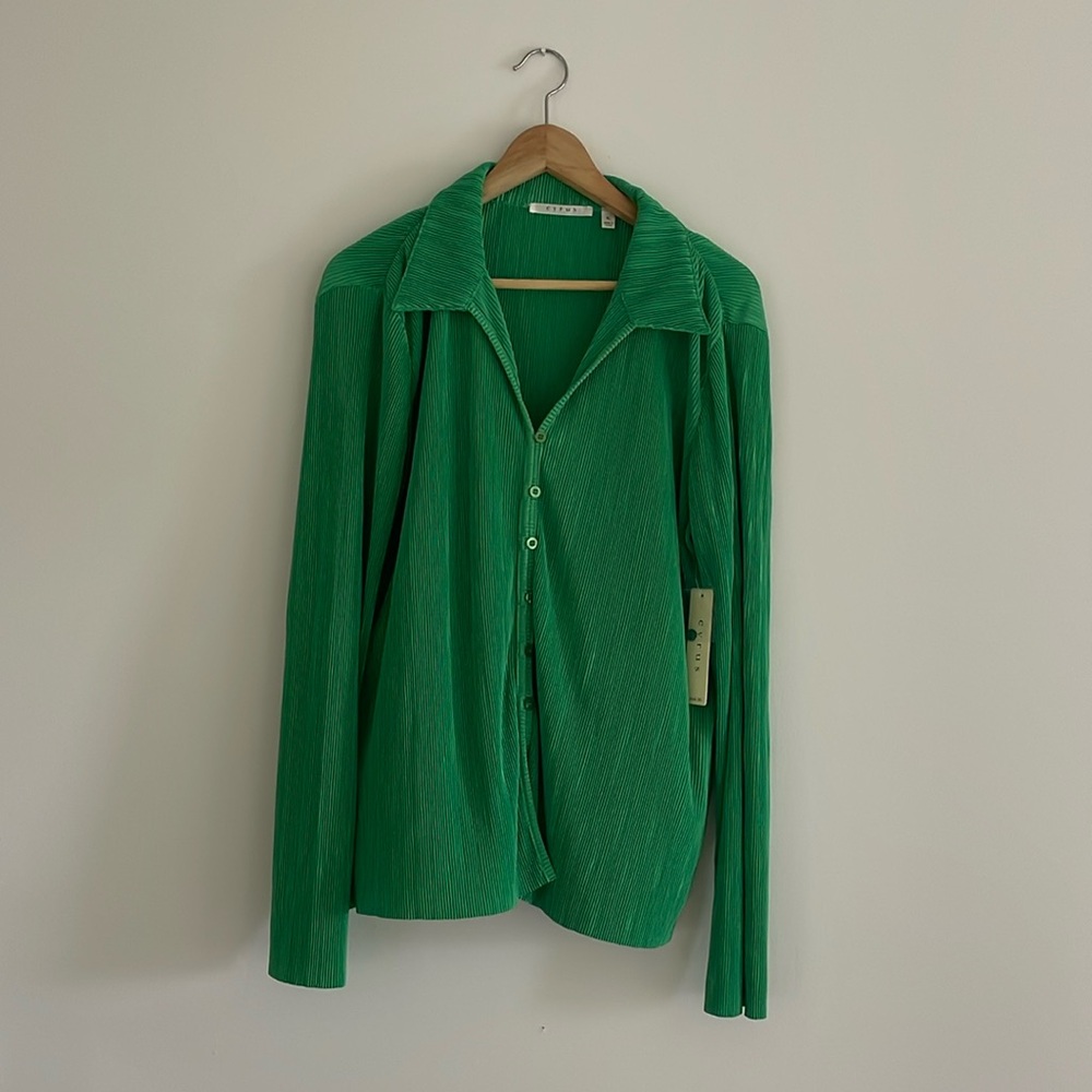 Cyrus pleated green top